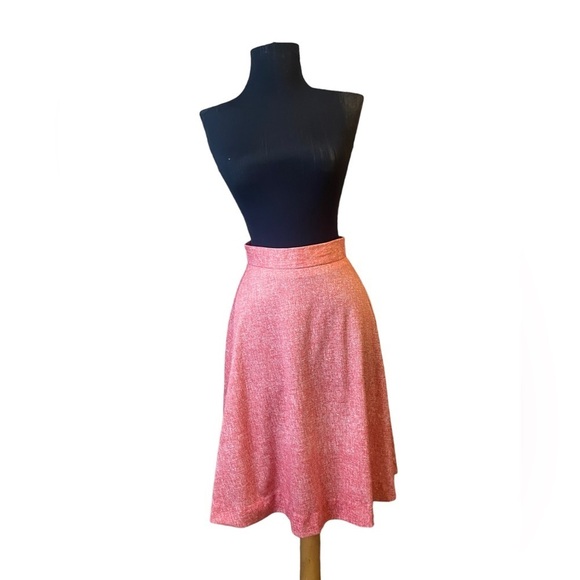 Vintage 70’s Pinkish Red Mid Length A-Line Skirt - Picture 3 of 13